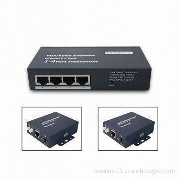 1 to 4 VGA Extender over RJ45/Cat5e/6 with Easy Knobs Adjusting Brightness and Contrast Ratio